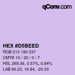 カラーコード: HEX #D5BEED | qconv.com