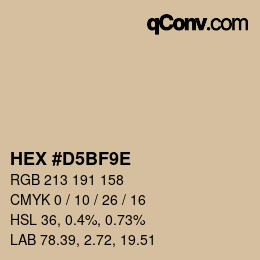 カラーコード: HEX #D5BF9E | qconv.com