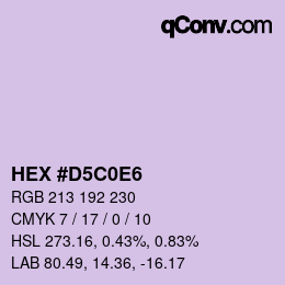 カラーコード: HEX #D5C0E6 | qconv.com