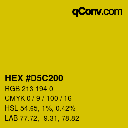 Code couleur: HEX #D5C200 | qconv.com