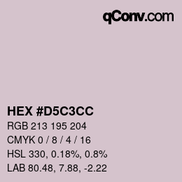 颜色代码: HEX #D5C3CC | qconv.com