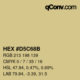颜色代码: HEX #D5C68B | qconv.com