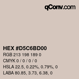 颜色代码: HEX #D5C6BD00 | qconv.com