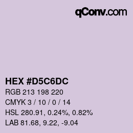 Color code: HEX #D5C6DC | qconv.com