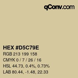 カラーコード: HEX #D5C79E | qconv.com