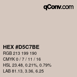 颜色代码: HEX #D5C7BE | qconv.com
