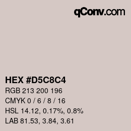 颜色代码: HEX #D5C8C4 | qconv.com
