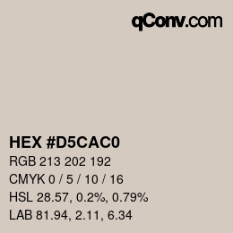カラーコード: HEX #D5CAC0 | qconv.com