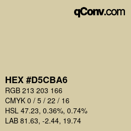 Farbcode: HEX #D5CBA6 | qconv.com
