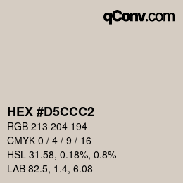 カラーコード: HEX #D5CCC2 | qconv.com