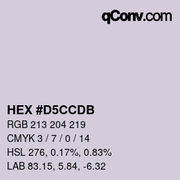 颜色代码: HEX #D5CCDB | qconv.com