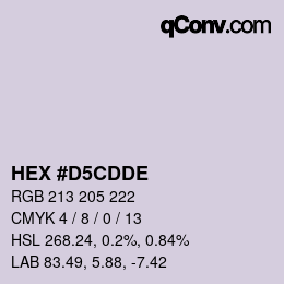 カラーコード: HEX #D5CDDE | qconv.com