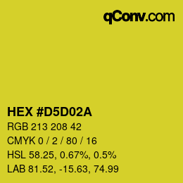 颜色代码: HEX #D5D02A | qconv.com