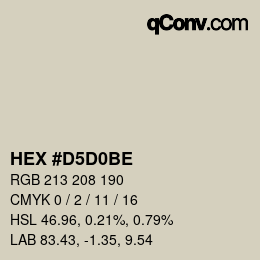 颜色代码: HEX #D5D0BE | qconv.com