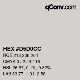 Color code: HEX #D5D0CC | qconv.com