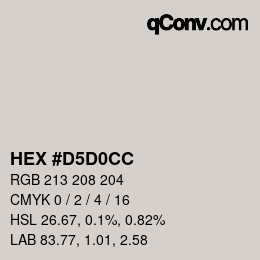 カラーコード: HEX #d5d0cc | qconv.com