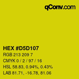Farbcode: HEX #D5D107 | qconv.com