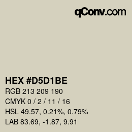 颜色代码: HEX #D5D1BE | qconv.com