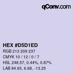 カラーコード: HEX #D5D1ED | qconv.com