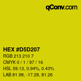 Farbcode: HEX #D5D207 | qconv.com