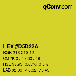 颜色代码: HEX #D5D22A | qconv.com