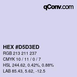 カラーコード: HEX #D5D3ED | qconv.com