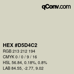 カラーコード: HEX #D5D4C2 | qconv.com