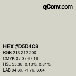 Color code: HEX #D5D4C8 | qconv.com