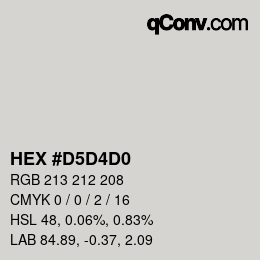 カラーコード: HEX #D5D4D0 | qconv.com