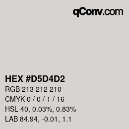 Color code: HEX #D5D4D2 | qconv.com