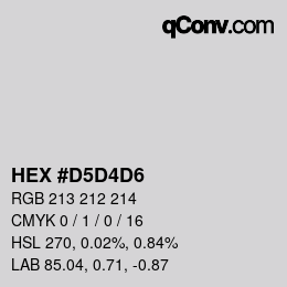 カラーコード: HEX #D5D4D6 | qconv.com