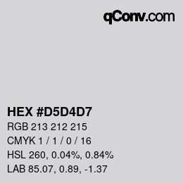 カラーコード: HEX #D5D4D7 | qconv.com
