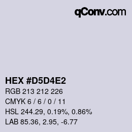 颜色代码: HEX #D5D4E2 | qconv.com