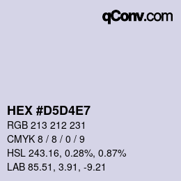 カラーコード: HEX #D5D4E7 | qconv.com
