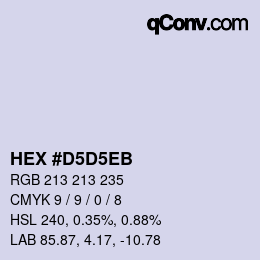 カラーコード: HEX #D5D5EB | qconv.com