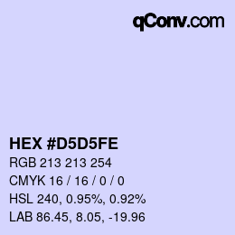 颜色代码: HEX #D5D5FE | qconv.com