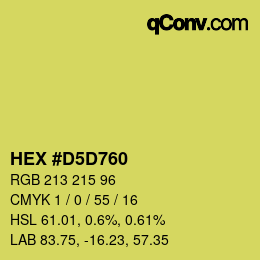 颜色代码: HEX #D5D760 | qconv.com