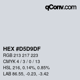 颜色代码: HEX #D5D9DF | qconv.com