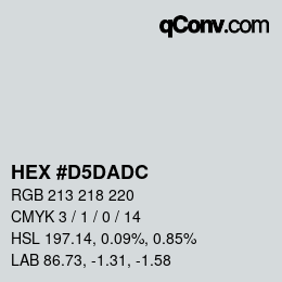 カラーコード: HEX #D5DADC | qconv.com