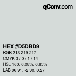 Color code: HEX #D5DBD9 | qconv.com