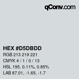 颜色代码: HEX #D5DBDD | qconv.com