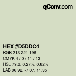 Color code: HEX #D5DDC4 | qconv.com