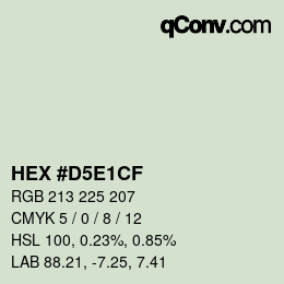 カラーコード: HEX #D5E1CF | qconv.com