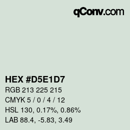 颜色代码: HEX #D5E1D7 | qconv.com