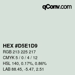 Farbcode: HEX #D5E1D9 | qconv.com