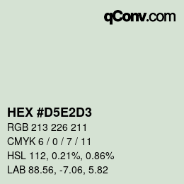 Código de color: HEX #D5E2D3 | qconv.com