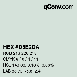 カラーコード: HEX #D5E2DA | qconv.com