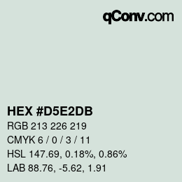 Farbcode: HEX #D5E2DB | qconv.com