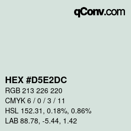 Color code: HEX #D5E2DC | qconv.com