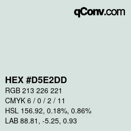 Color code: HEX #D5E2DD | qconv.com